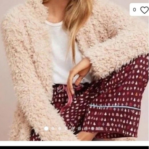 Anthropologie Bishop + Young Teddy Coat Long Fuzzy Blush - Picture 2 of 12